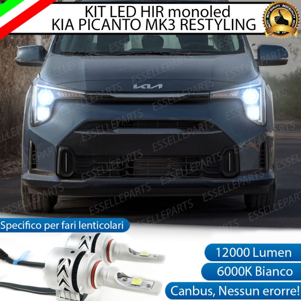 Kit Mono LED HB3 12000 Lumen 6000K bianco KIA PICANTO 3 RESTYLING