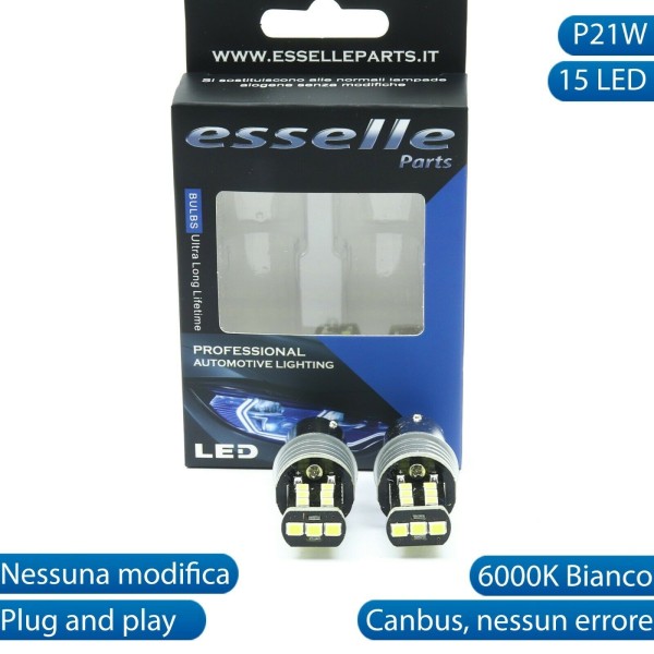 Coppia Luci Retromarcia P21W 15 LED per FORD TRANSIT CUSTOM MK2