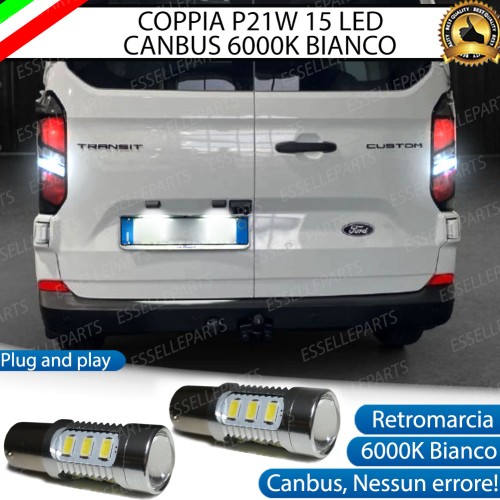 Coppia LED Retromarcia 15 LED Canbus 6000K FORD TRANSIT CUSTOM MK2 Con Lente Frontale