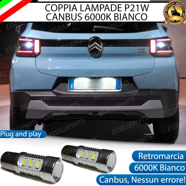 Coppia LED Retromarcia 15 LED Canbus 6000K CITROEN C3 MK4 Con Lente Frontale