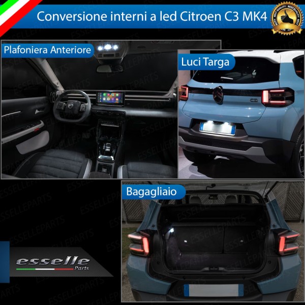 Led interni Completo + Luci Targa Per Citroen C3 MK4