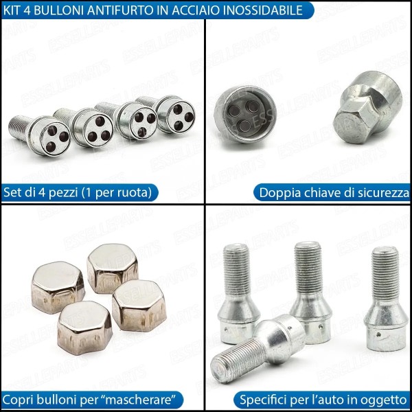 Bulloni Antifurto Ruote Nissan Note Mk2 Con Cerchi In Lega Di Serie