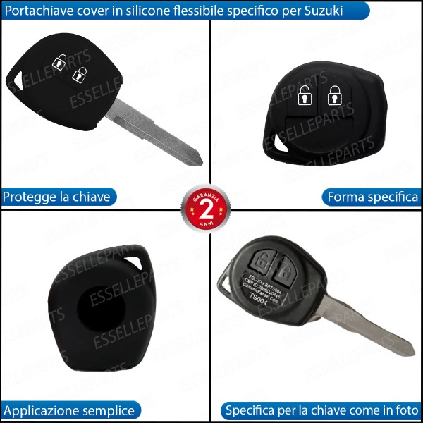 Portachiave Cover In Silicone Flessibile Nero Opaco Per Suzuki