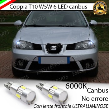 Coppia Lampade T10 W5W 6 LED Canbus 6000K bianco SEAT IBIZA 6L Coppia Lampade T10 W5W 6 LED Canbus 6000K bianco SEAT IBIZA 6L