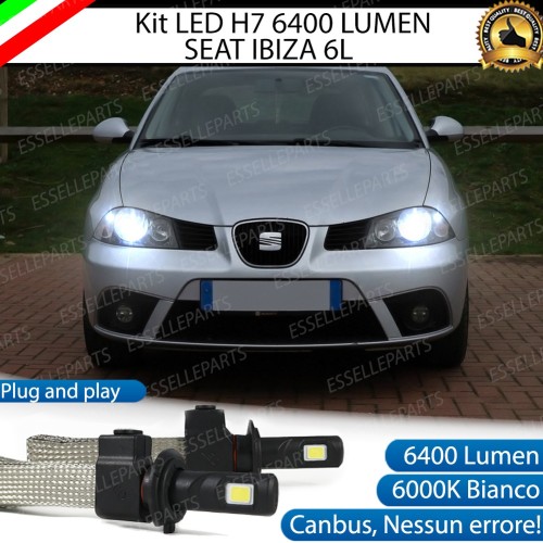 Kit Full LED H7 6400 LUMEN 6000K Anabbaglianti SEAT IBIZA 6L fari a parabola doppia
