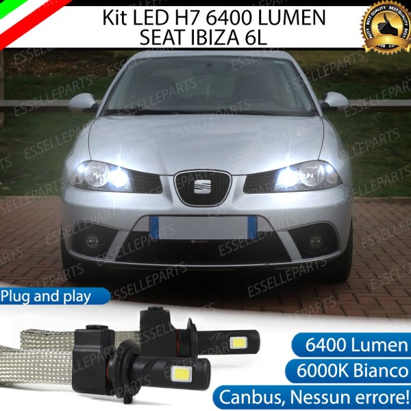 Kit Full LED H7 6400 LUMEN 6000K Abbaglianti SEAT IBIZA 6L con fari a parabola doppia