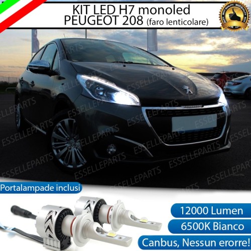 Kit Full LED H7 Monoled 12000 Lumen 6000K bianco PEUGEOT 208 Lenticolare