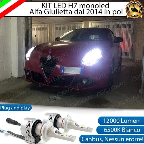 Kit Full LED H7 Monoled 12000 Lumen 6000K bianco ALFA ROMEO Giulietta Dal 2014