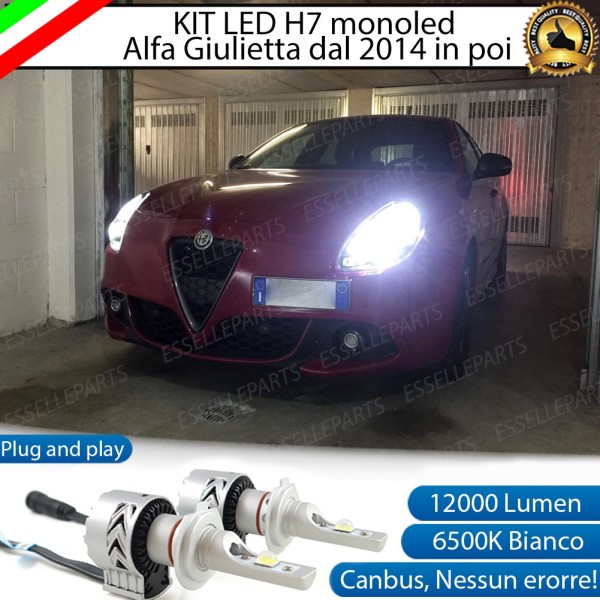 Kit Full LED H7 Monoled 12000 Lumen 6000K bianco ALFA ROMEO Giulietta Dal 2014