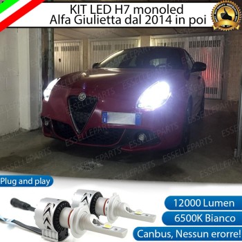 Kit Full LED H7 Monoled 12000 Lumen 6000K bianco ALFA ROMEO Giulietta Dal 2014