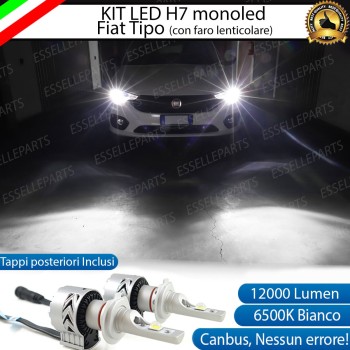 Kit Full LED H7 Monoled 12000 Lumen 6000K bianco Fiat Tipo Con Fari Lenticolari