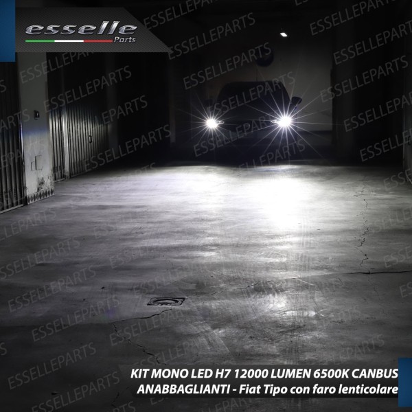 Kit Full LED H7 Monoled 12000 Lumen 6000K bianco Fiat Tipo Con Fari Lenticolari
