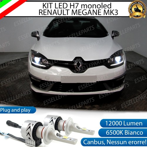 Kit Full LED H7 Monoled 12000 Lumen 6000K bianco RENAULT MEGANE 3 Fari Lenticolari