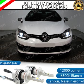Kit Full LED H7 Monoled 12000 Lumen 6000K bianco RENAULT MEGANE 3 Fari Lenticolari