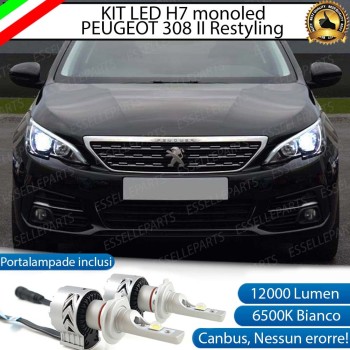 Kit Full LED H7 Monoled 12000 Lumen 6000K bianco PEUGEOT 308 MK2 Lenticolari