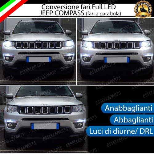 Conversione Fari Full LED 6000K bianco per Jeep Compass MK2 con fari a parabola