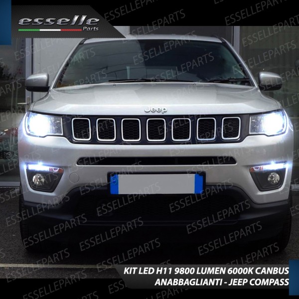 Conversione Fari Full LED 6000K bianco per Jeep Compass MK2 con fari a parabola