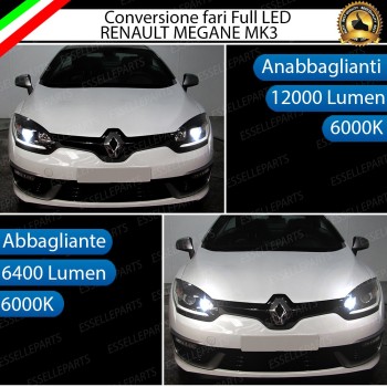 Conversione Fari Full LED 6000K bianco RENAULT MEGANE 3 Con Fari Lenticolari
