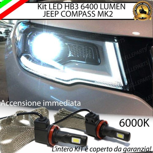 Kit Full LED HB3 6400 Lumen 6000K bianco JEEP COMPASS MK2 Con Fari Lenticolari