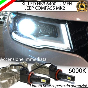 Kit Full LED HB3 6400 Lumen 6000K bianco JEEP COMPASS MK2 Con Fari Lenticolari