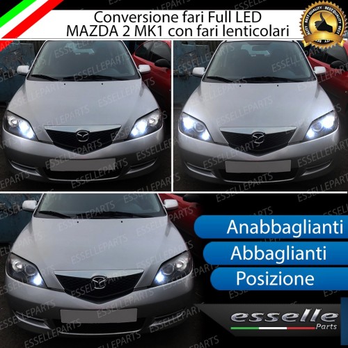 Conversione Fari Full LED 6000K bianco Mazda 2 con fari lenticolari