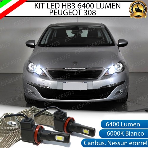 Kit Full LED HB3 6400 Lumen 6000K Abbaglianti PEUGEOT 308 MK2 con fari a parabola