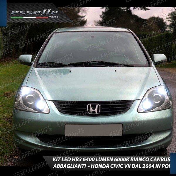 Kit Full LED HB3 6400 Lumen 6000K bianco Abbaglianti HONDA CIVIC 7G DAL 2004 IN POI