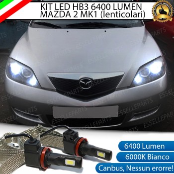 Kit Full LED HB3 6400 Lumen 6000K bianco Abbaglianti MAZDA 2 con fari lenticolari