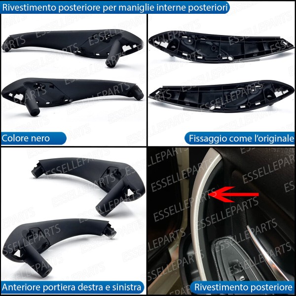Maniglie Interne Bmw Serie 3 F30 F31 Posteriori Lato Guida Lato Passeggero Nero
