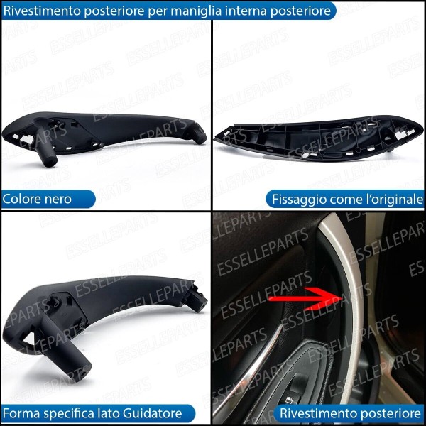 Maniglia Interna Posteriore Lato Guida Soft Touch Nero Bmw Serie 4 F36