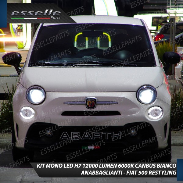 Conversione Fari Full LED 6000K bianco Fiat 500 Restyling Con Fari Lenticolari