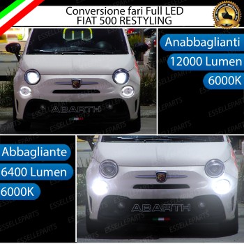 Conversione Fari Full LED 6000K bianco Fiat 500 Restyling Con Fari Lenticolari