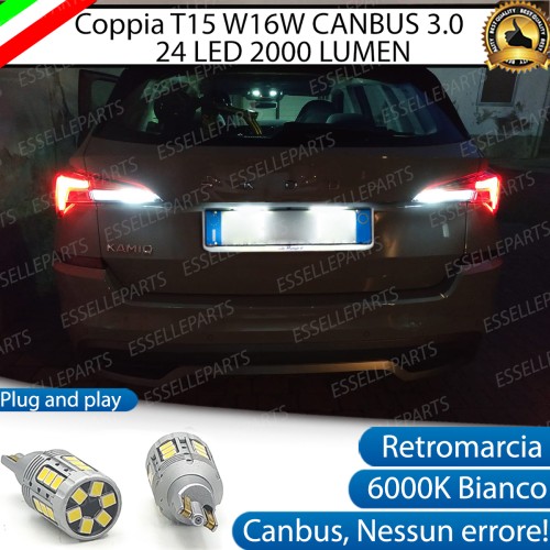 Coppia Lampade Retromarcia 24 Led T15 W16W Canbus SKODA KAMIQ 6000K
