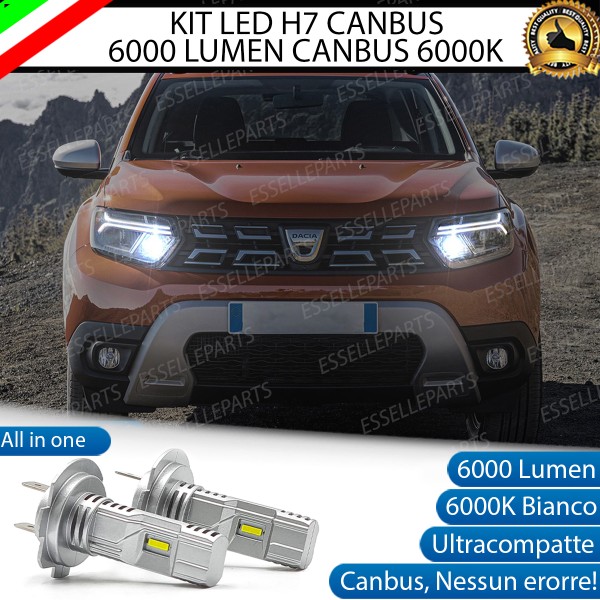 Kit Full LED Ultra Compatto H7 6000 Lumen 6000K bianco Abbaglianti DACIA DUSTER 2 RESTYLING