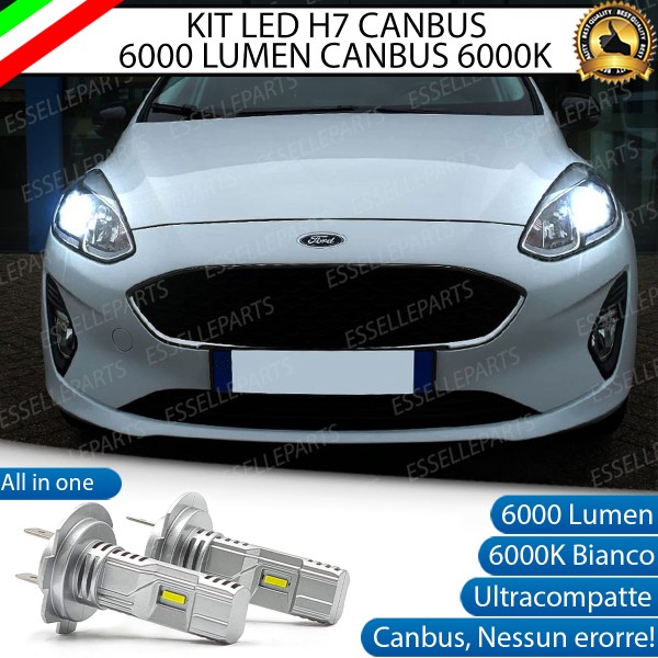 Kit Full LED Ultra Compatto H7 6000 Lumen 6000K FORD FIESTA MK7 con fari a parabola