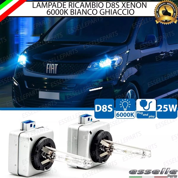 Coppia lampade ricambio D8S Xenon 6000K bianco Ghiaccio per Fiat Ulysse 3