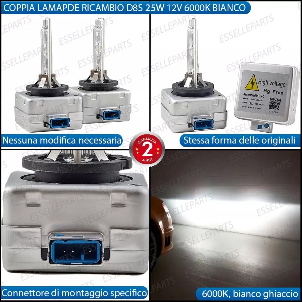 Coppia lampade ricambio D8S Xenon 6000K bianco Ghiaccio per OPEL ZAFIRA LIFE