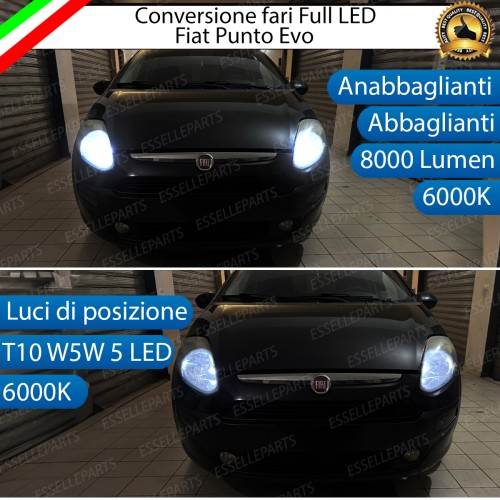 Conversione Fari Full LED 8000 LM 6000K per Fiat Punto Evo