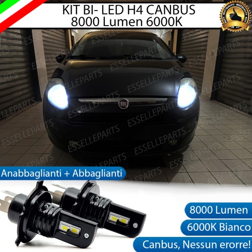 Kit Full LED H4 8000 Lumen 6000K Bianco Ghiaccio Per Fiat Punto Evo