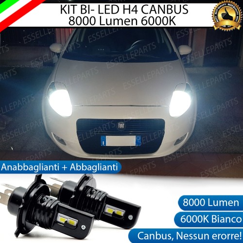 Kit LED H4 8000 Lumen 6000K Ghiaccio Per Fiat Grande Punto