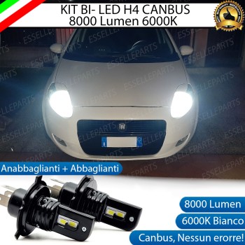 Kit LED H4 8000 Lumen 6000K Ghiaccio Per Fiat Grande Punto