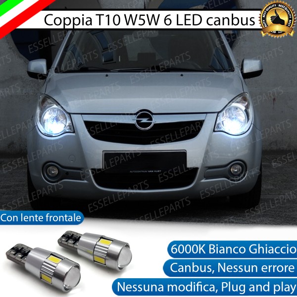 Coppia Lampade T10 W5W LED canbus con lente frontale per luci di posizione per Opel Agila B