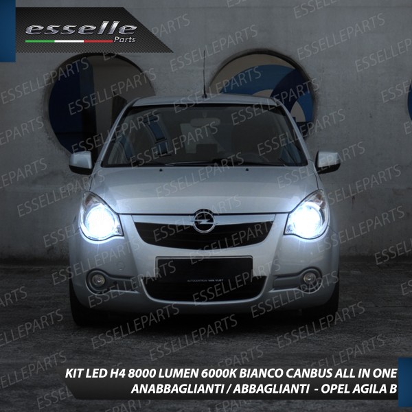 Kit Full LED H4 CANBUS CANBUS 8000 Lumen 6000K Bianco Per OPEL AGILA B
