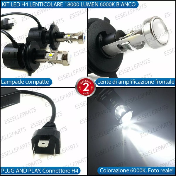 Kit Full LED H4 BI-LED conversione in faro lenticolare per Abarth Grande Punto