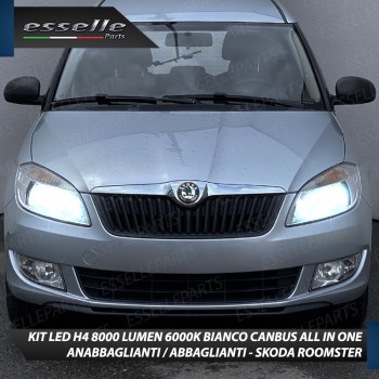 Kit Full LED H4 8000 Lumen 6000K Bianco per SKODA ROOMSTER