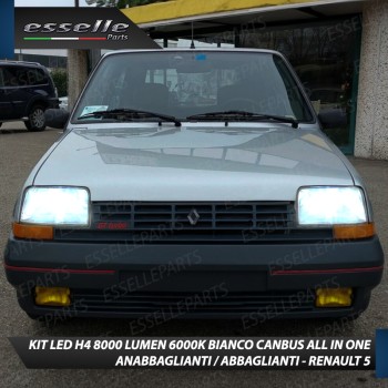 Kit Full LED H4 8000 Lumen 6000K Bianco per RENAULT 5
