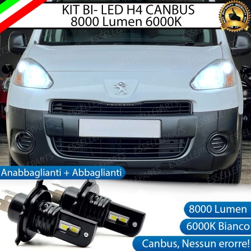 Kit Full LED H4 8000 Lumen 6000K Bianco per PEUGEOT PARTNER MK2