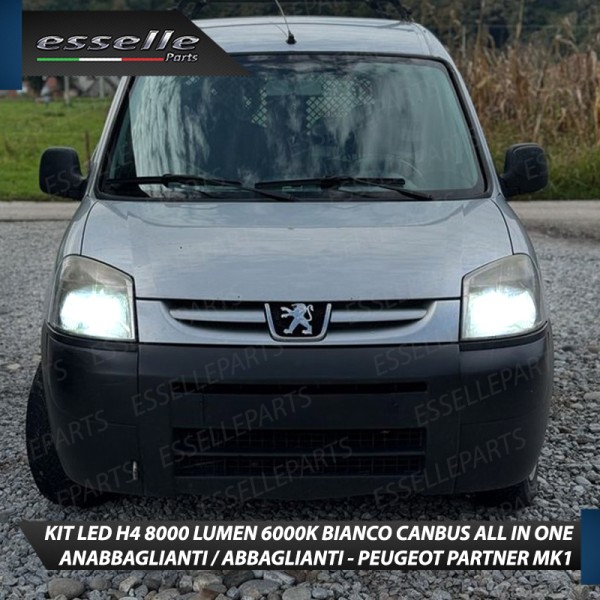 Kit Full LED H4 8000 Lumen 6000K Bianco per PEUGEOT PARTNER MK1