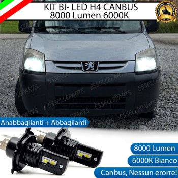 Kit Full LED H4 8000 Lumen 6000K Bianco per PEUGEOT PARTNER MK1