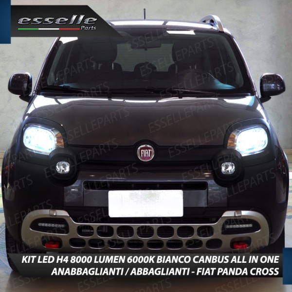 Kit Full LED H4 8000 Lumen 6000K Bianco per FIAT PANDA MK3 CROSS